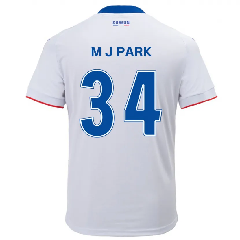 Danxen Niño Camiseta Ji-Min Park #34 Blanco Azul 2ª Equipación 2024/25 La Camisa