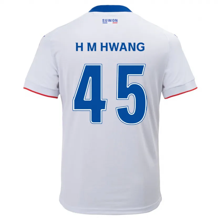 Danxen Niño Camiseta Myung-Hyun Hwang #45 Blanco Azul 2ª Equipación 2024/25 La Camisa