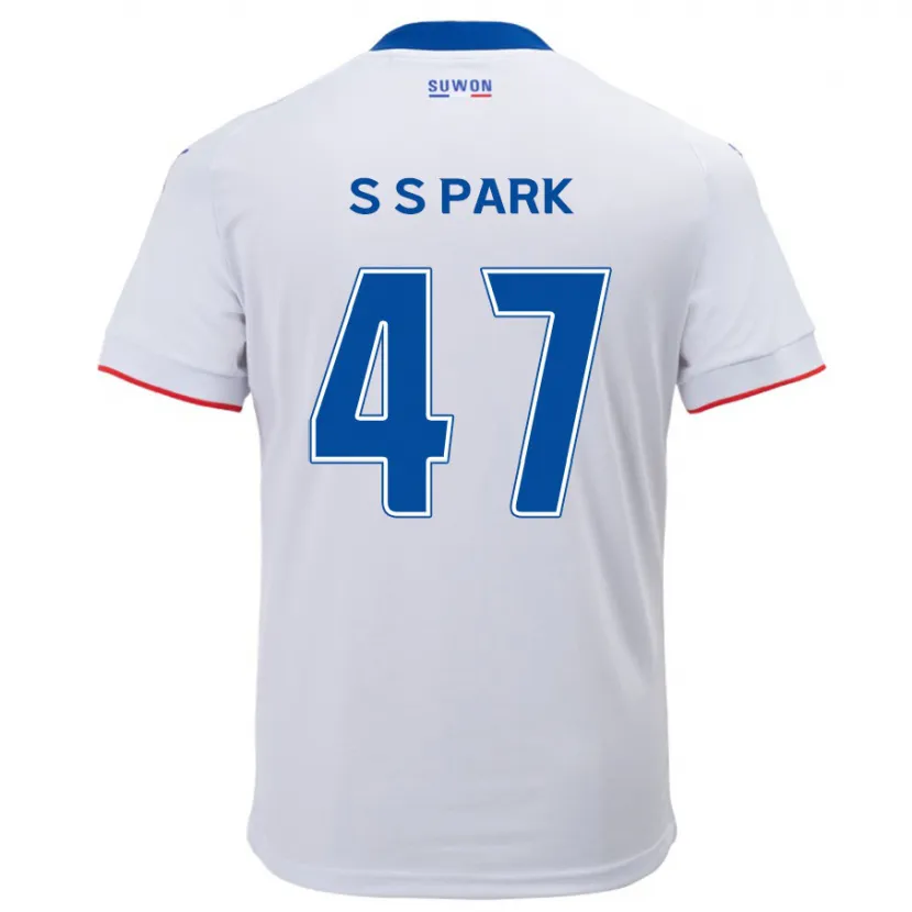 Danxen Niño Camiseta Seung-Soo Park #47 Blanco Azul 2ª Equipación 2024/25 La Camisa