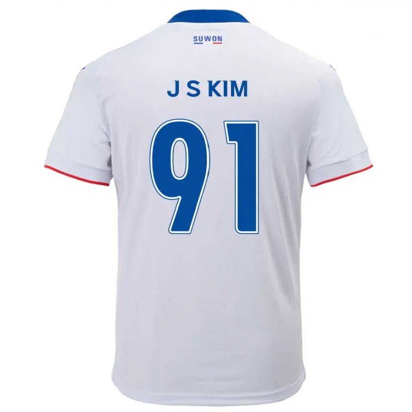 Danxen Niño Camiseta Seong-Ju Kim #91 Blanco Azul 2ª Equipación 2024/25 La Camisa