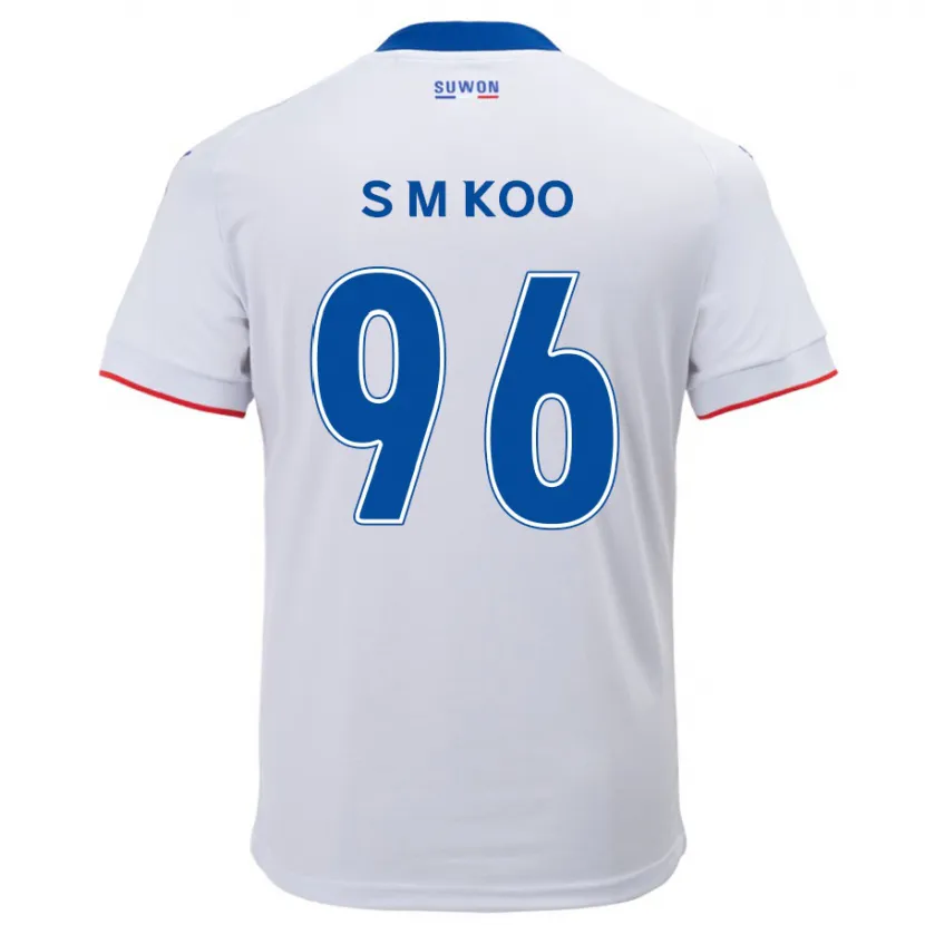 Danxen Niño Camiseta Min-Seo Koo #96 Blanco Azul 2ª Equipación 2024/25 La Camisa