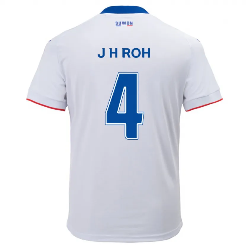 Danxen Niño Camiseta Hyun-Jun Roh #4 Blanco Azul 2ª Equipación 2024/25 La Camisa