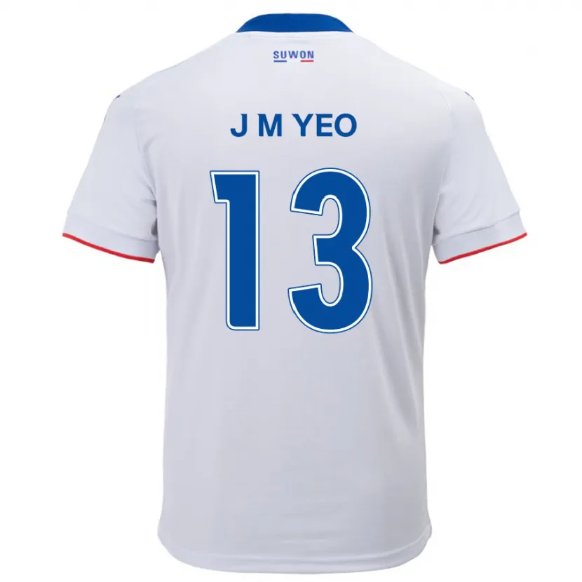 Danxen Niño Camiseta Min-Jun Yeo #13 Blanco Azul 2ª Equipación 2024/25 La Camisa