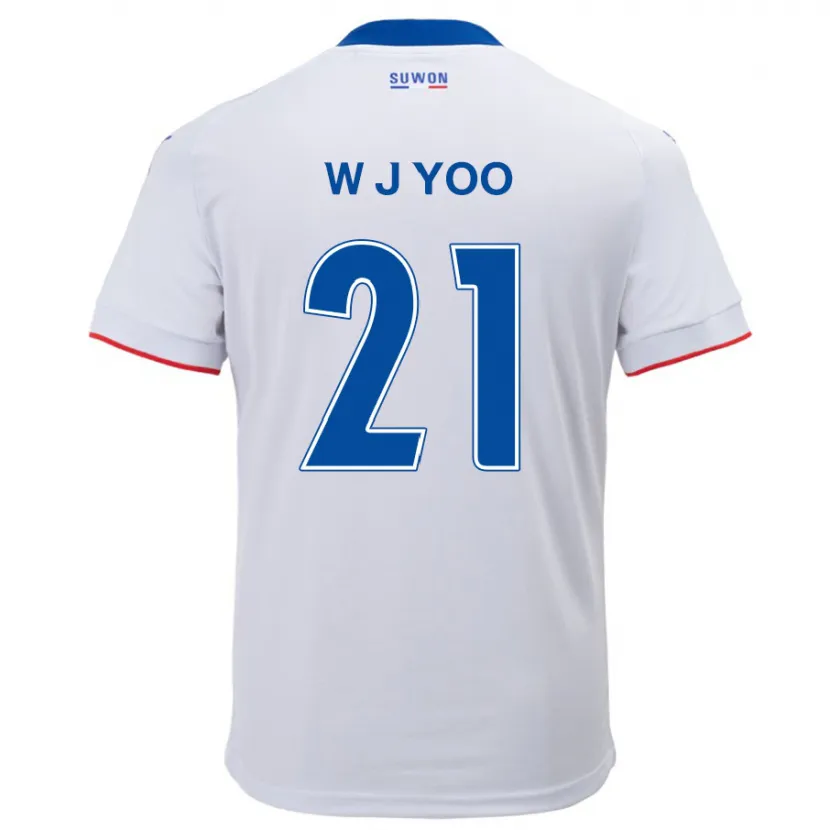 Danxen Niño Camiseta Jin-Wook Yoo #21 Blanco Azul 2ª Equipación 2024/25 La Camisa