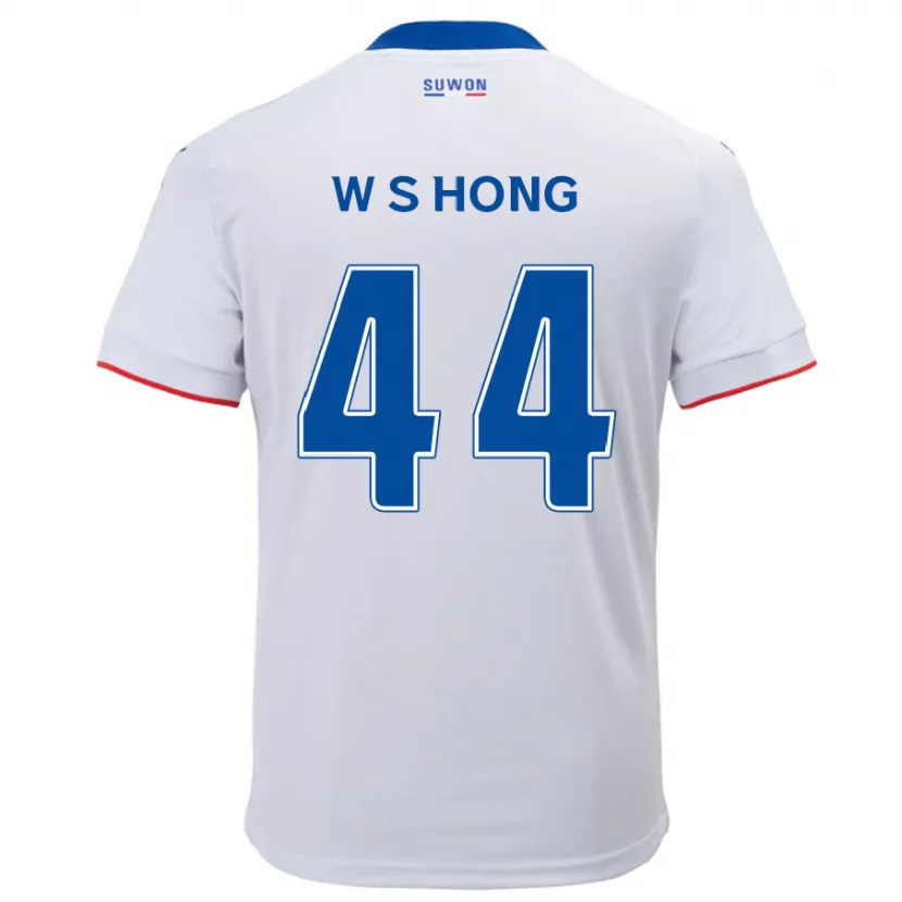 Danxen Niño Camiseta Sang-Won Hong #44 Blanco Azul 2ª Equipación 2024/25 La Camisa