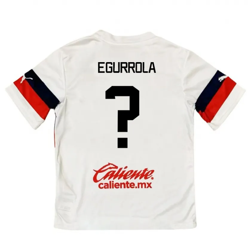 Danxen Niño Camiseta Luis Egurrola #0 Blanco Rojo 2ª Equipación 2024/25 La Camisa