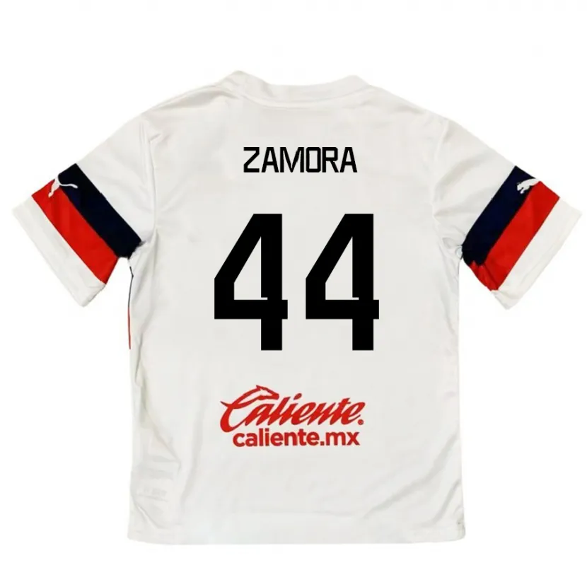 Danxen Niño Camiseta Saúl Zamora #44 Blanco Rojo 2ª Equipación 2024/25 La Camisa