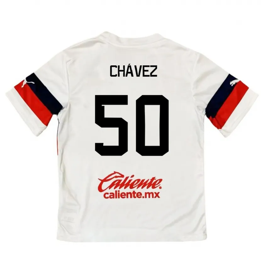 Danxen Niño Camiseta Mateo Chávez #50 Blanco Rojo 2ª Equipación 2024/25 La Camisa