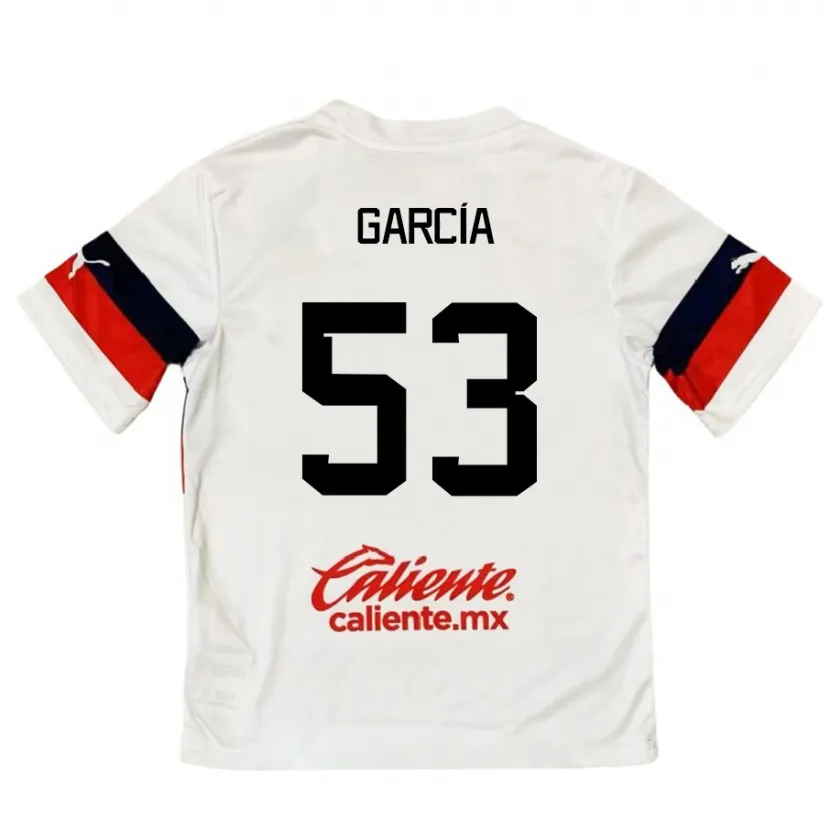 Danxen Niño Camiseta Uziel García #53 Blanco Rojo 2ª Equipación 2024/25 La Camisa