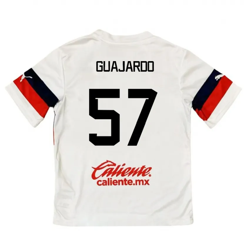 Danxen Niño Camiseta Dylan Guajardo #57 Blanco Rojo 2ª Equipación 2024/25 La Camisa