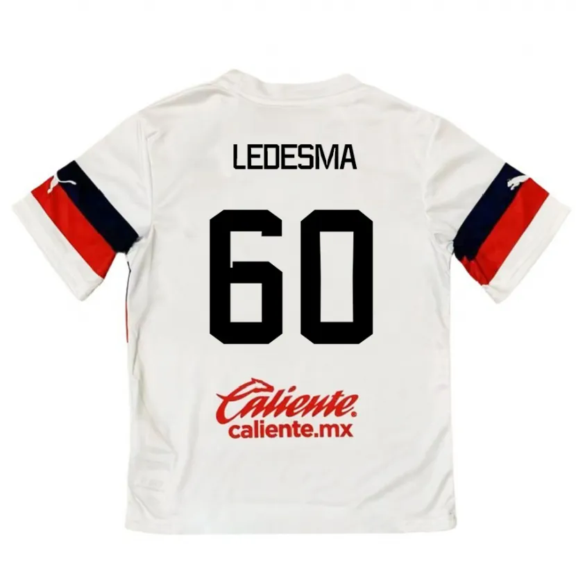 Danxen Niño Camiseta Luis Ledesma #60 Blanco Rojo 2ª Equipación 2024/25 La Camisa