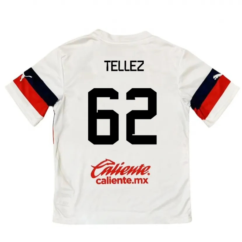 Danxen Niño Camiseta Brandon Téllez #62 Blanco Rojo 2ª Equipación 2024/25 La Camisa