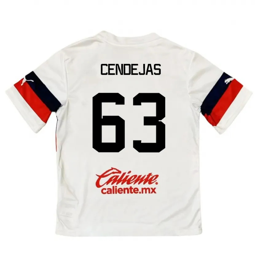 Danxen Niño Camiseta Matías Cendejas #63 Blanco Rojo 2ª Equipación 2024/25 La Camisa