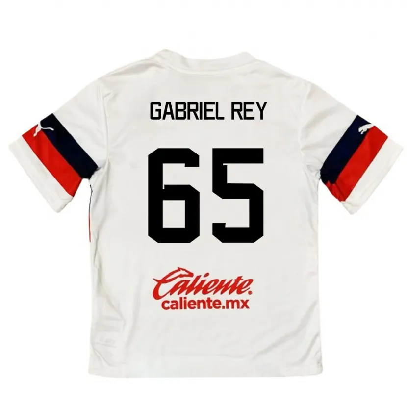 Danxen Niño Camiseta Luis Gabriel Rey #65 Blanco Rojo 2ª Equipación 2024/25 La Camisa