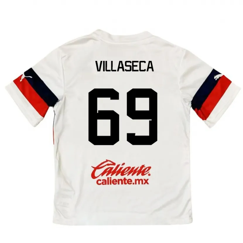 Danxen Niño Camiseta Daniel Villaseca #69 Blanco Rojo 2ª Equipación 2024/25 La Camisa