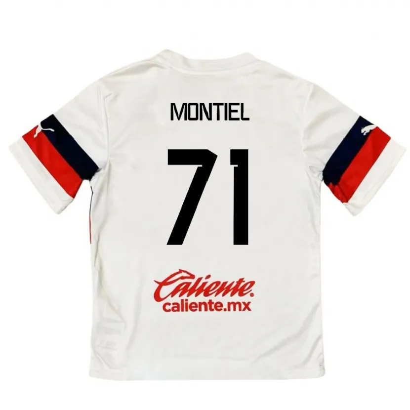 Danxen Niño Camiseta Erick Montiel #71 Blanco Rojo 2ª Equipación 2024/25 La Camisa