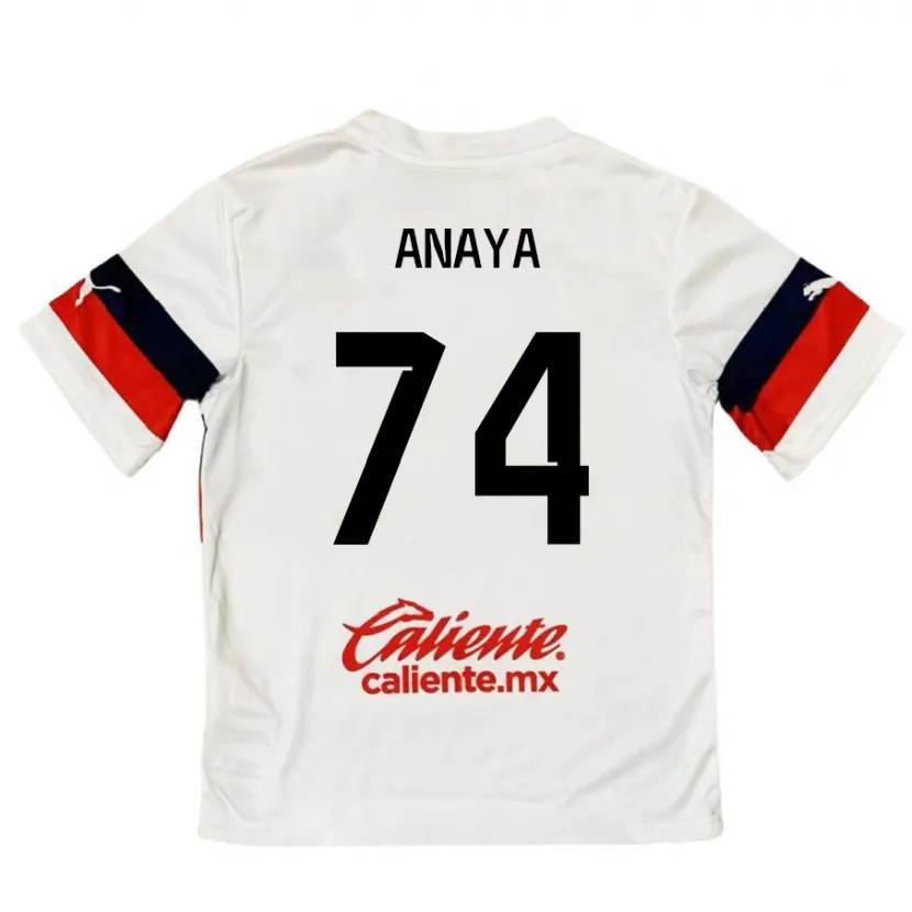 Danxen Niño Camiseta Mario Anaya #74 Blanco Rojo 2ª Equipación 2024/25 La Camisa