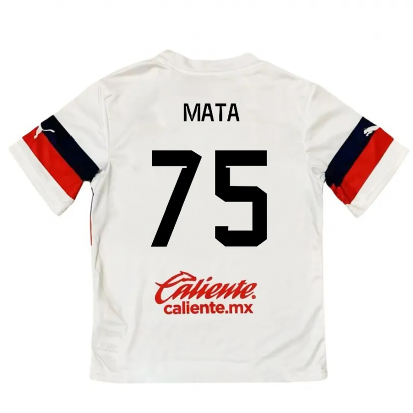 Danxen Niño Camiseta Hugo Mata #75 Blanco Rojo 2ª Equipación 2024/25 La Camisa