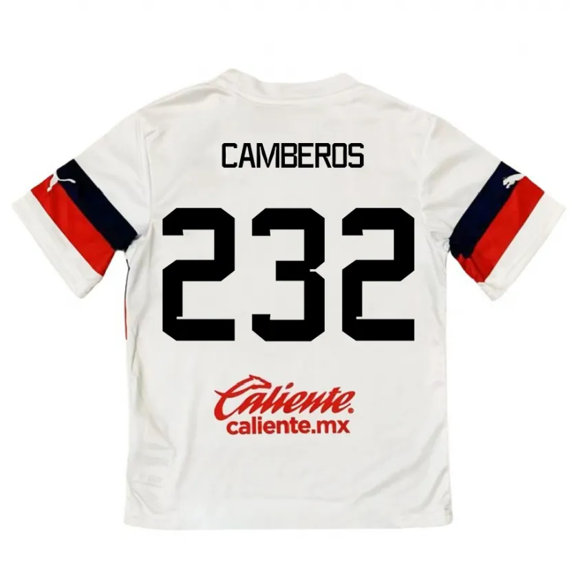 Danxen Niño Camiseta Hugo Camberos #232 Blanco Rojo 2ª Equipación 2024/25 La Camisa