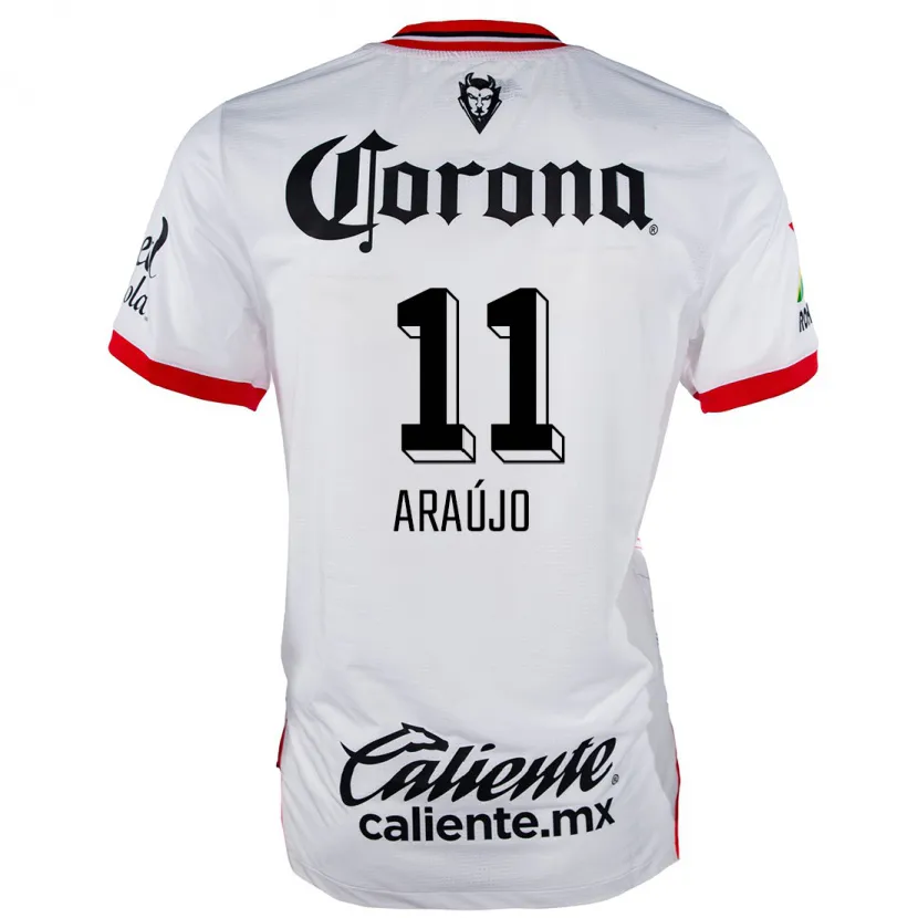 Danxen Niño Camiseta Maximiliano Araújo #11 Blanco Rojo 2ª Equipación 2024/25 La Camisa