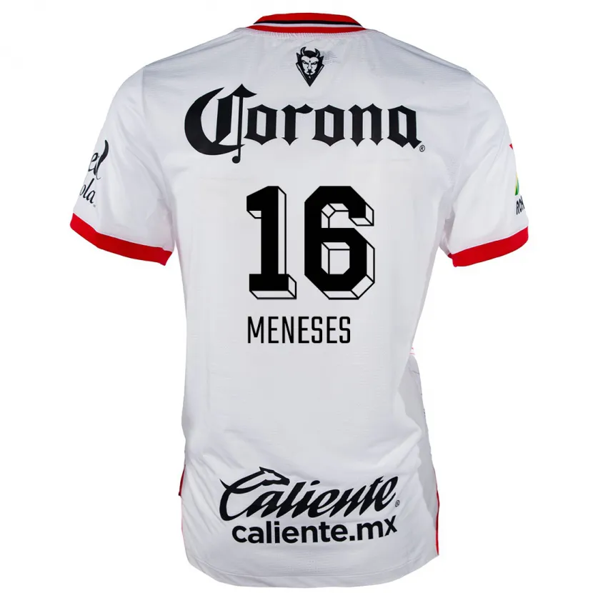 Danxen Niño Camiseta Jean Meneses #16 Blanco Rojo 2ª Equipación 2024/25 La Camisa