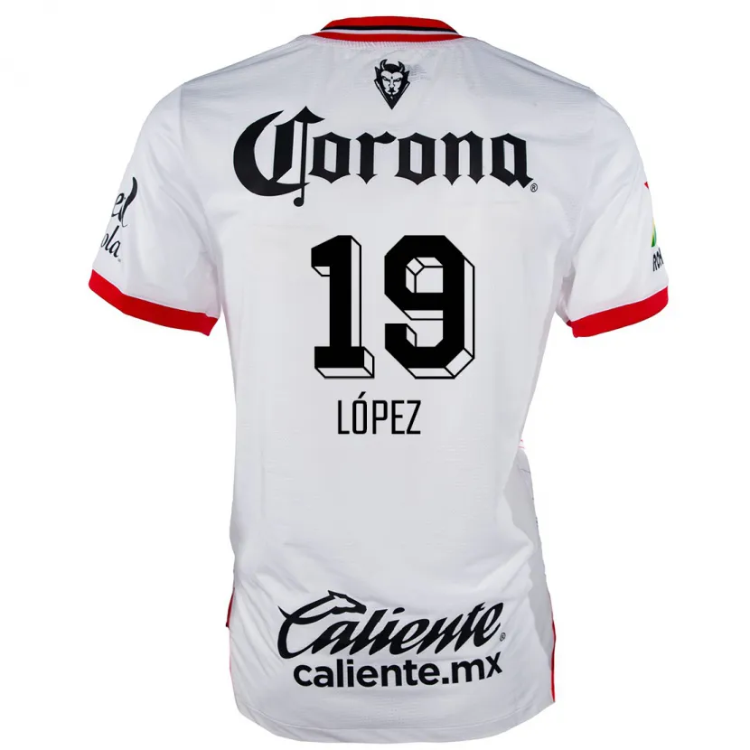 Danxen Niño Camiseta Iván López #19 Blanco Rojo 2ª Equipación 2024/25 La Camisa