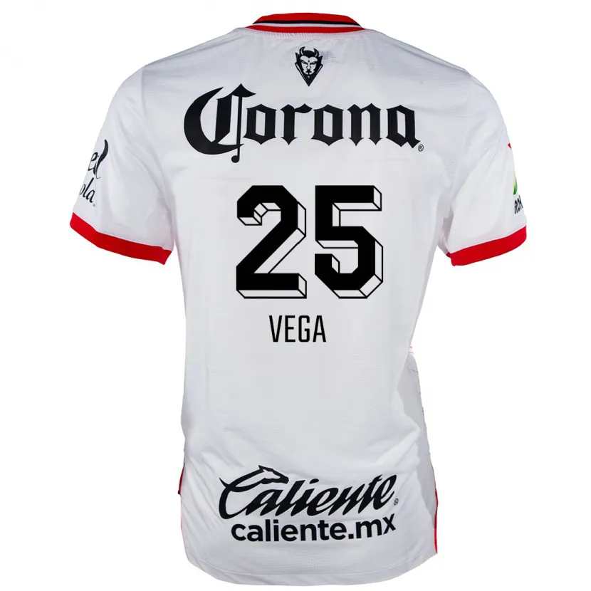 Danxen Niño Camiseta Alexis Vega #25 Blanco Rojo 2ª Equipación 2024/25 La Camisa