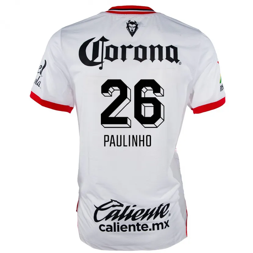 Danxen Niño Camiseta Paulinho #26 Blanco Rojo 2ª Equipación 2024/25 La Camisa