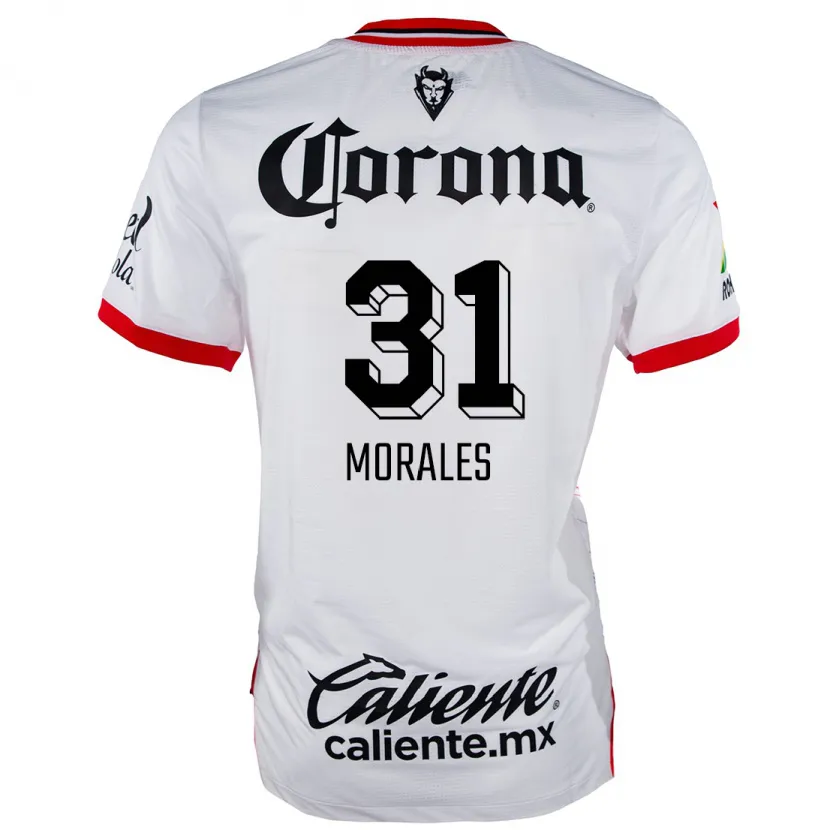 Danxen Niño Camiseta Robert Morales #31 Blanco Rojo 2ª Equipación 2024/25 La Camisa