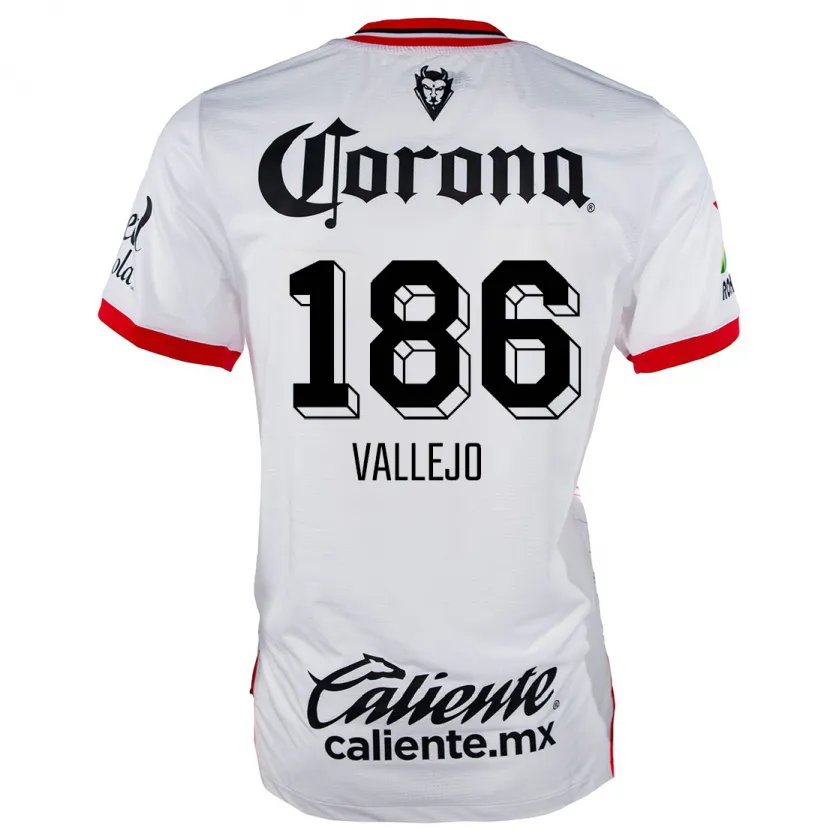 Danxen Niño Camiseta Saúl Vallejo #186 Blanco Rojo 2ª Equipación 2024/25 La Camisa