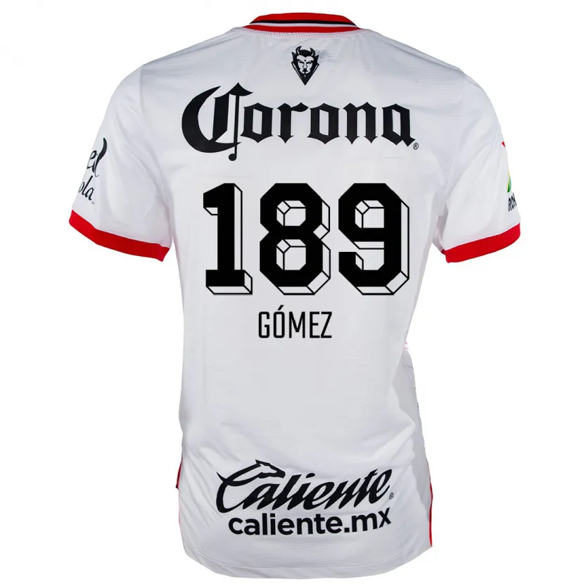 Danxen Niño Camiseta Enrique Gómez #189 Blanco Rojo 2ª Equipación 2024/25 La Camisa