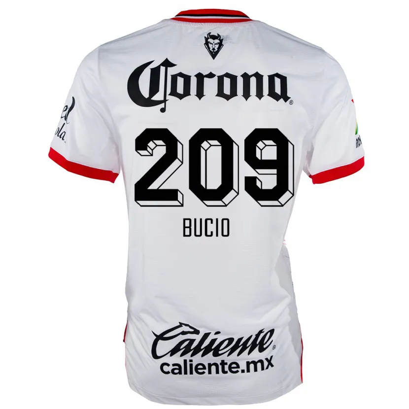 Danxen Niño Camiseta Sebastián Bucio #209 Blanco Rojo 2ª Equipación 2024/25 La Camisa