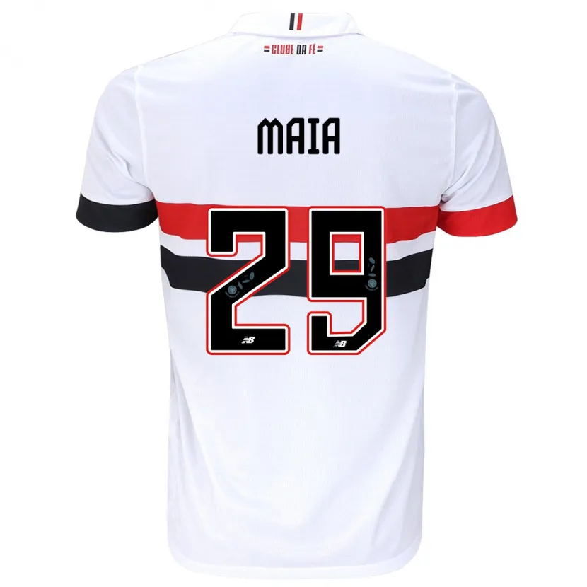 Danxen Hombre Camiseta Pablo Maia #29 Blanco Rojo Negro 1ª Equipación 2024/25 La Camisa