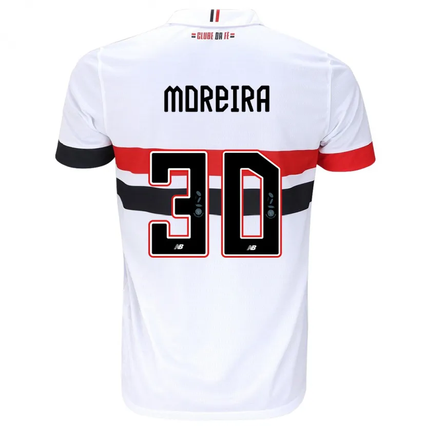 Danxen Hombre Camiseta João Moreira #30 Blanco Rojo Negro 1ª Equipación 2024/25 La Camisa