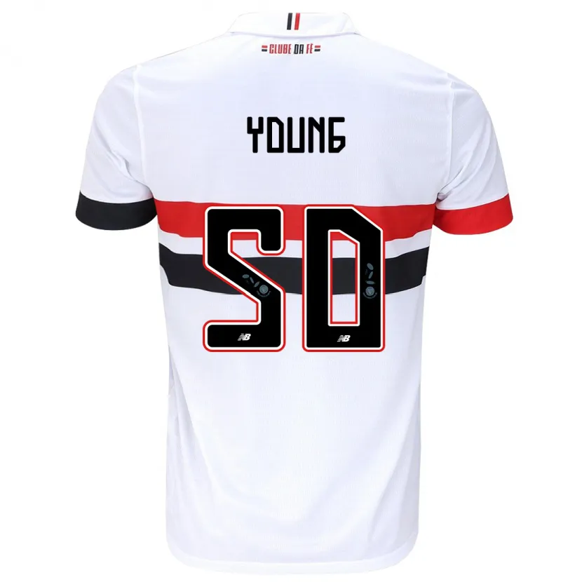 Danxen Hombre Camiseta Young #50 Blanco Rojo Negro 1ª Equipación 2024/25 La Camisa