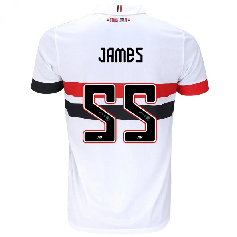 Danxen Hombre Camiseta James Rodríguez #55 Blanco Rojo Negro 1ª Equipación 2024/25 La Camisa