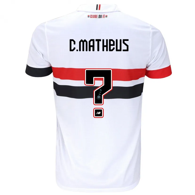 Danxen Hombre Camiseta Caio Matheus #0 Blanco Rojo Negro 1ª Equipación 2024/25 La Camisa