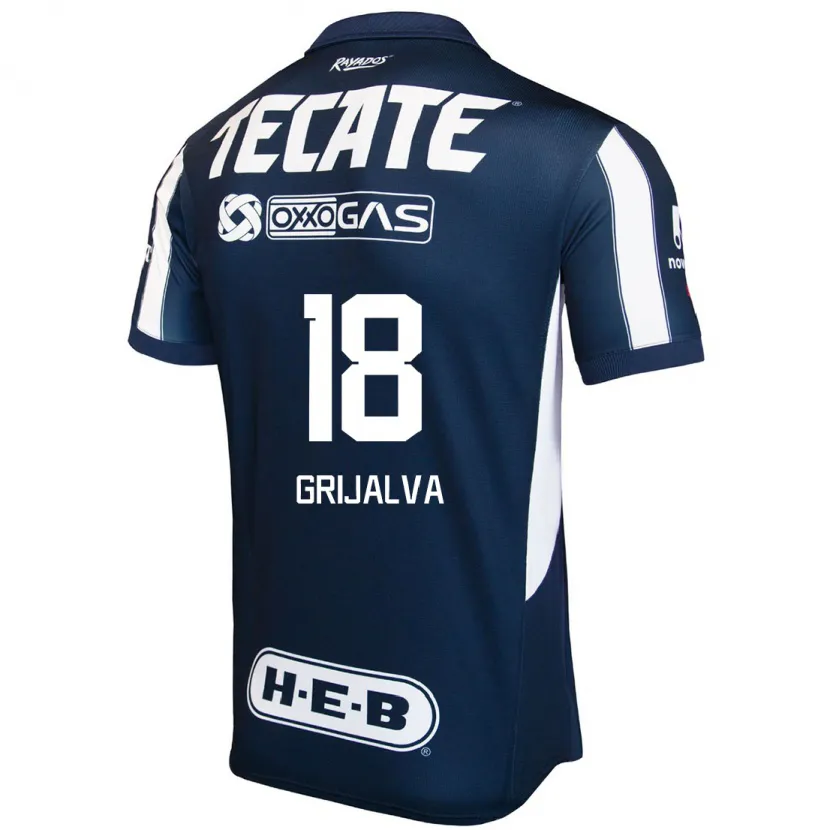 Danxen Hombre Camiseta Áxel Grijalva #18 Azul Rojo Blanco 1ª Equipación 2024/25 La Camisa