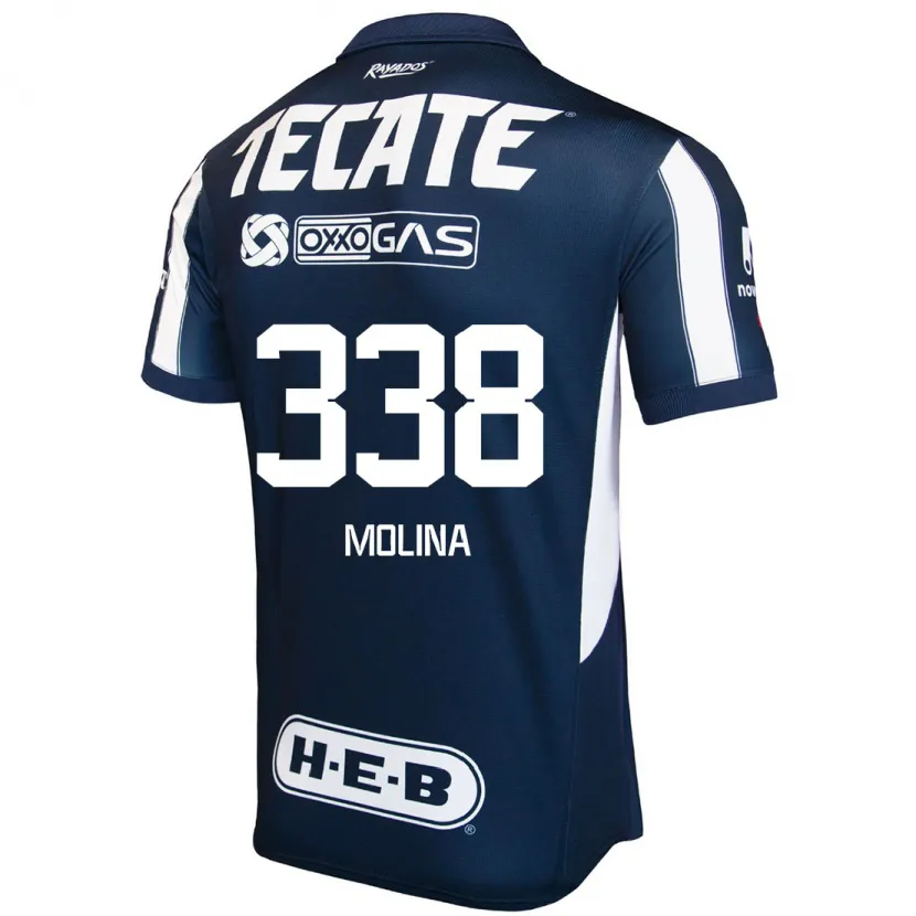 Danxen Hombre Camiseta Johann Molina #338 Azul Rojo Blanco 1ª Equipación 2024/25 La Camisa