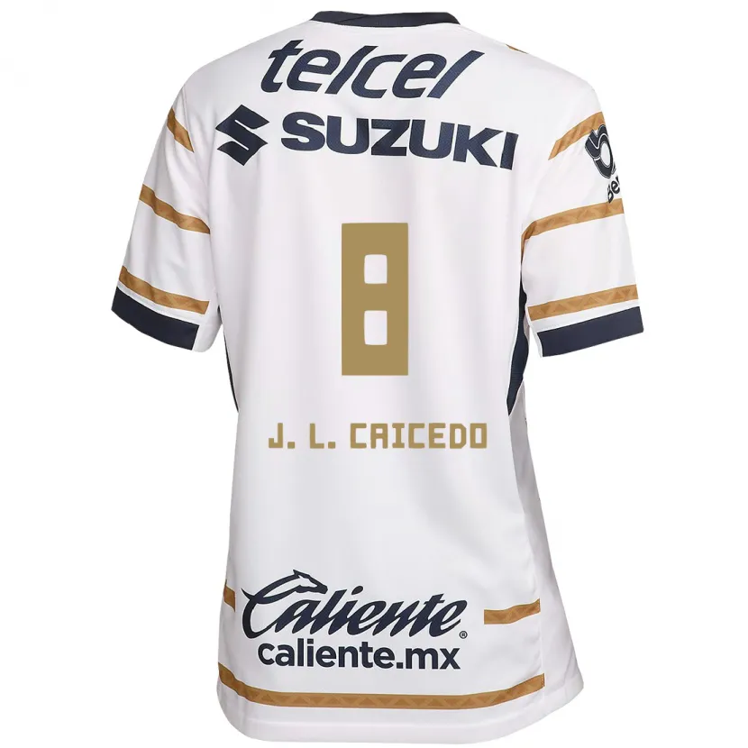 Danxen Hombre Camiseta José Caicedo #8 Obsidiana Blanca 1ª Equipación 2024/25 La Camisa