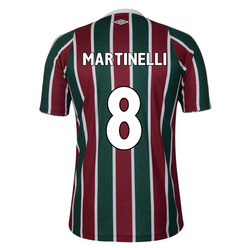 Danxen Hombre Camiseta Martinelli #8 Verde Granate Blanco 1ª Equipación 2024/25 La Camisa