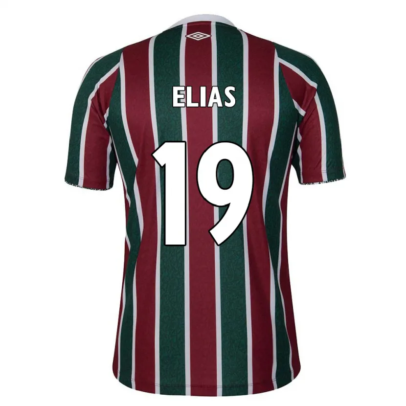 Danxen Hombre Camiseta Kauã Elias #19 Verde Granate Blanco 1ª Equipación 2024/25 La Camisa