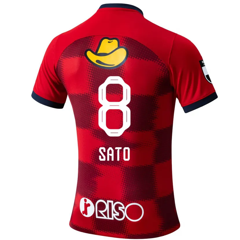 Danxen Hombre Camiseta Yuto Sato #8 Rojo Azul Blanco 1ª Equipación 2024/25 La Camisa