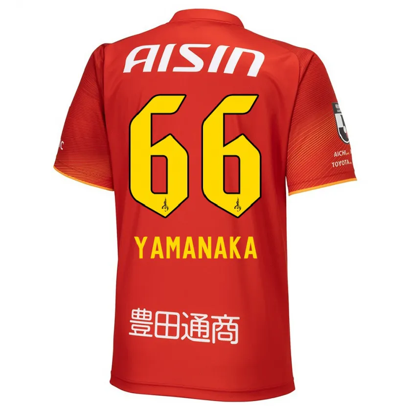 Danxen Hombre Camiseta Ryosuke Yamanaka #66 Rojo Blanco Amarillo 1ª Equipación 2024/25 La Camisa