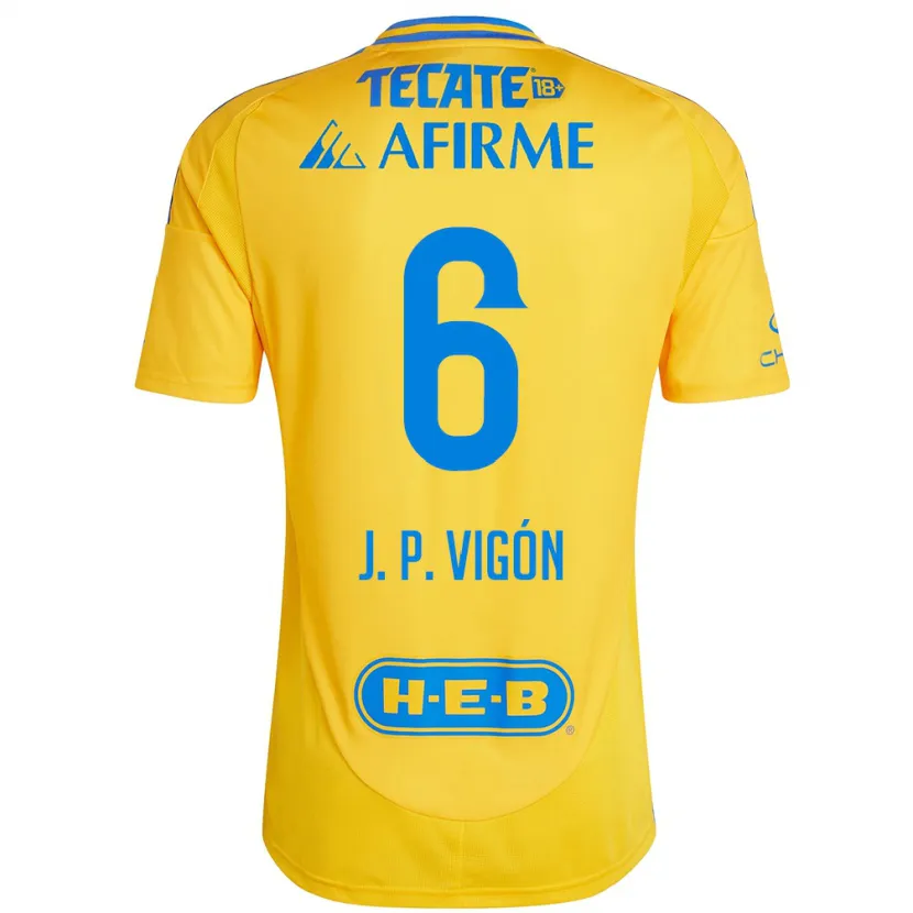 Danxen Hombre Camiseta Juan Pablo Vigón #6 Oro Amarillo 1ª Equipación 2024/25 La Camisa