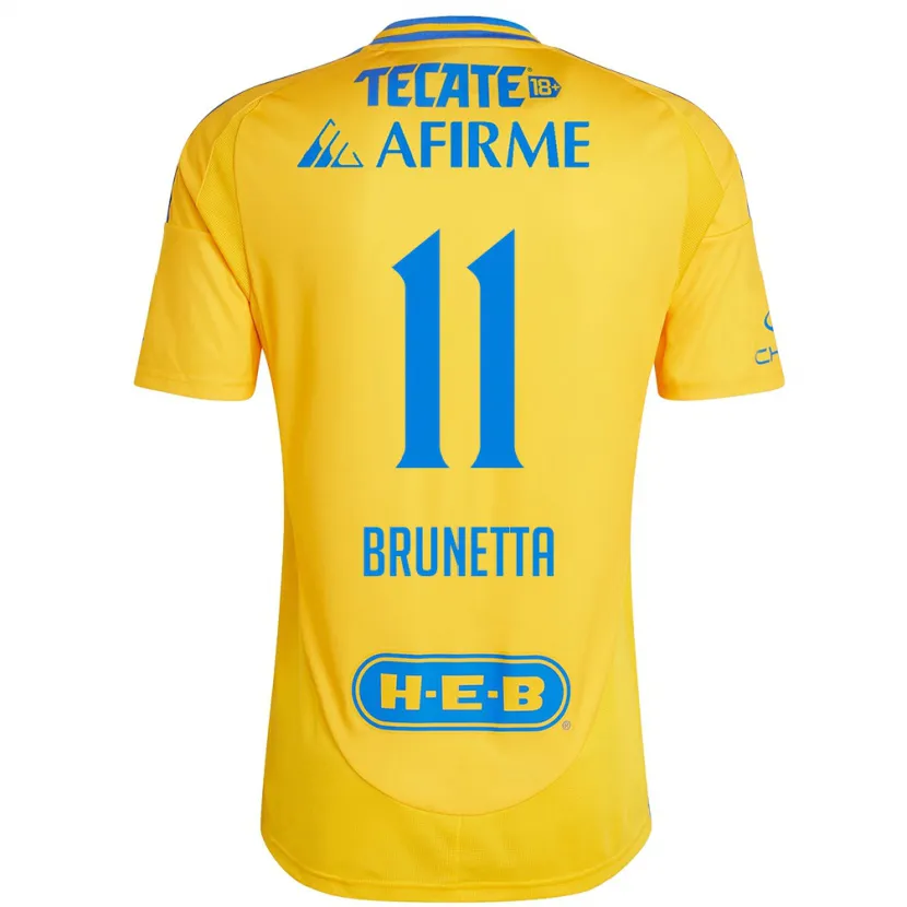 Danxen Hombre Camiseta Juan Brunetta #11 Oro Amarillo 1ª Equipación 2024/25 La Camisa