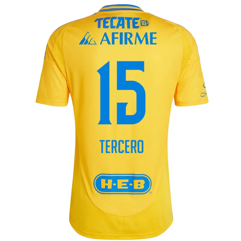 Danxen Hombre Camiseta Eduardo Tercero #15 Oro Amarillo 1ª Equipación 2024/25 La Camisa