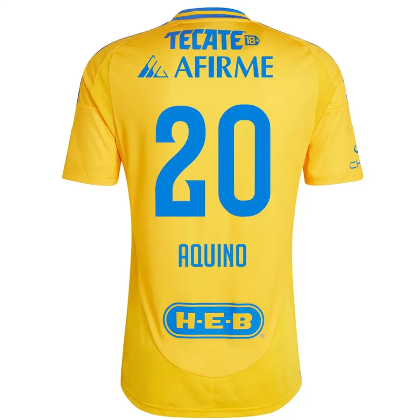 Danxen Hombre Camiseta Javier Aquino #20 Oro Amarillo 1ª Equipación 2024/25 La Camisa