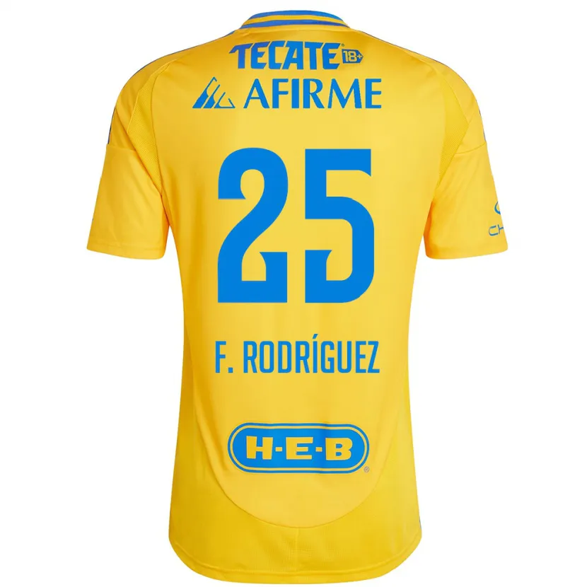 Danxen Hombre Camiseta Felipe Rodríguez #25 Oro Amarillo 1ª Equipación 2024/25 La Camisa