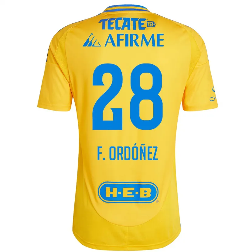 Danxen Hombre Camiseta Fernando Ordóñez #28 Oro Amarillo 1ª Equipación 2024/25 La Camisa